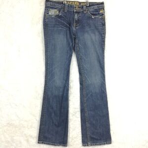 Realtree Girl Womens Jeans Boot Cut Blue Denim Low Rise Whiskering Embroidery 10